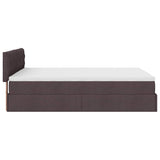 Cadre de lit ottoman avec matelas marron foncé 140x200 cm tissu