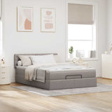 Ottoman bed with taupe mattress 140x200 cm fabric