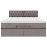 Ottoman bed with taupe mattress 140x200 cm fabric