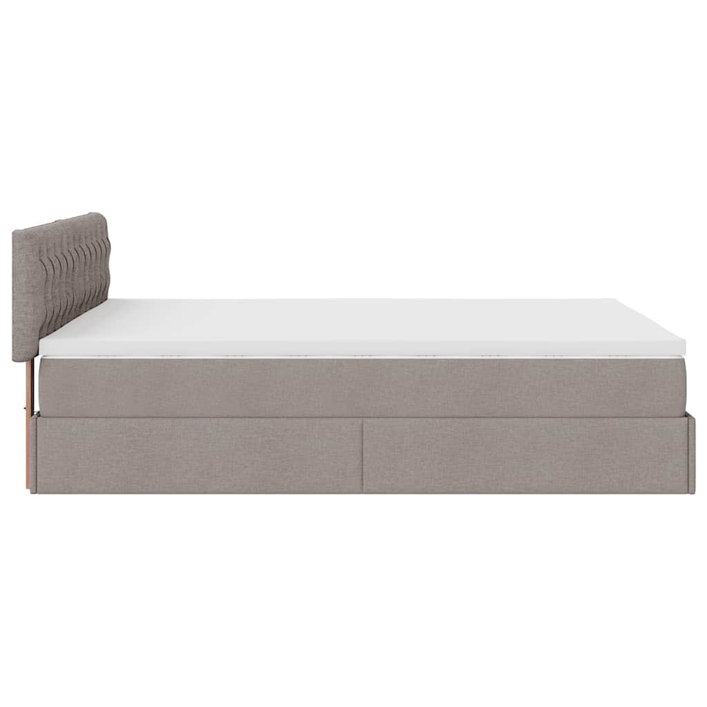 Ottoman bed with taupe mattress 140x200 cm fabric