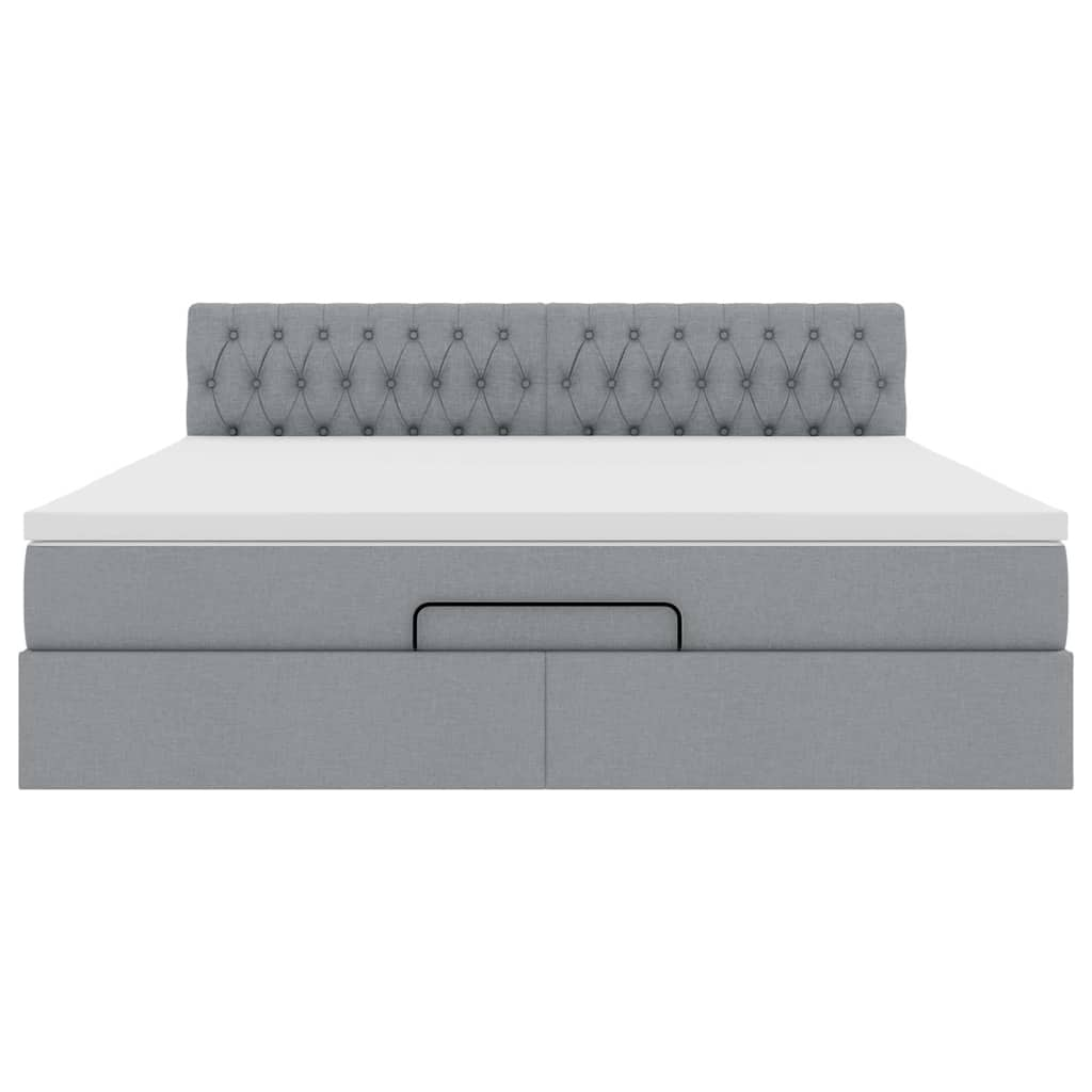 Lit ottoman avec matelas gris clair 160x200 cm tissu