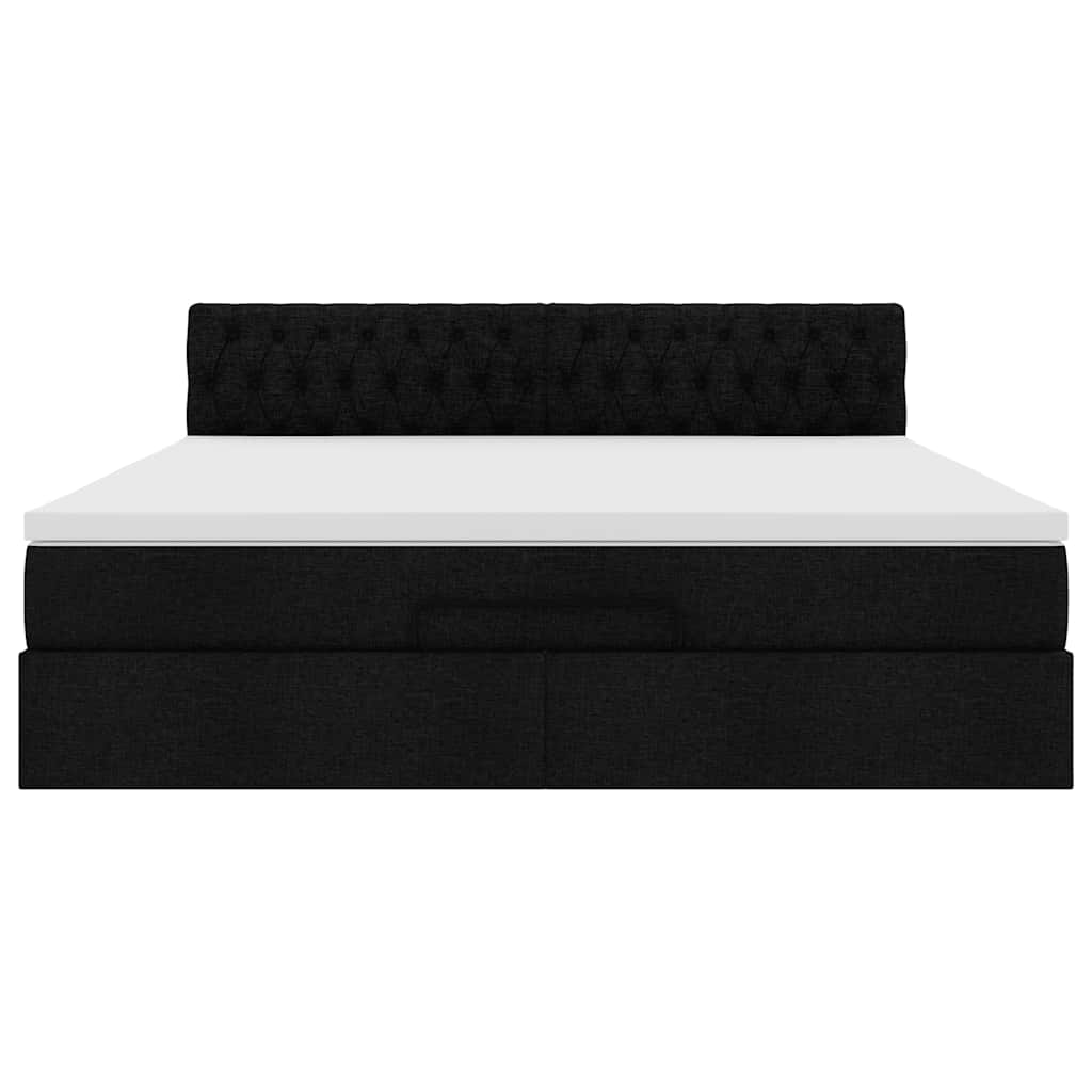 Cadre de lit ottoman avec matelas noir 160x200 cm tissu