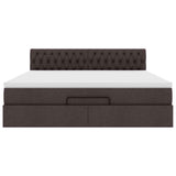 Cadre de lit ottoman avec matelas marron foncé 160x200 cm tissu