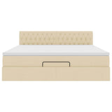 Cadre de lit ottoman avec matelas crème 160x200 cm tissu