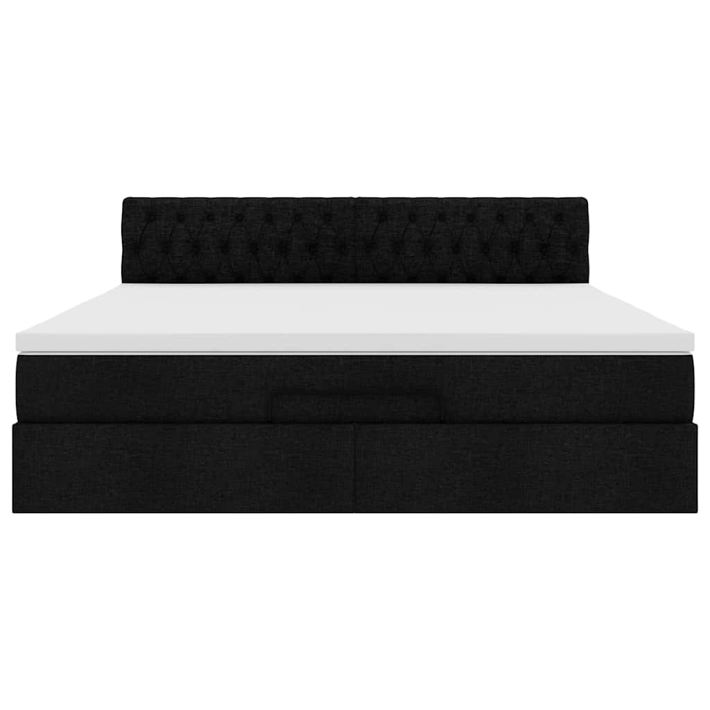 Cadre de lit ottoman avec matelas noir 180x200 cm tissu