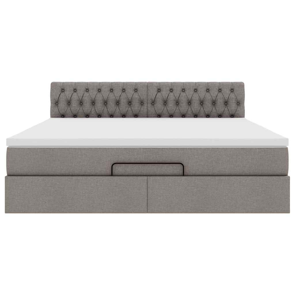 Cadre de lit ottoman avec matelas taupe 180x200 cm tissu