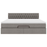 Cadre de lit ottoman avec matelas taupe 180x200 cm tissu