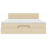 Cadre de lit ottoman avec matelas crème 180x200 cm tissu