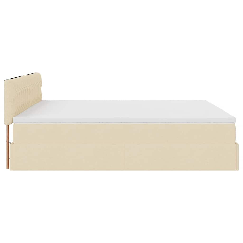 Cadre de lit ottoman avec matelas crème 180x200 cm tissu