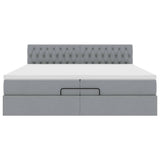 Cadre de lit ottoman et matelas gris clair 200x200cm tissu