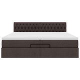 Cadre de lit ottoman avec matelas marron foncé 200x200 cm tissu