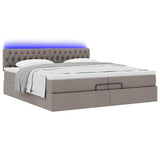 Cadre de lit ottoman avec matelas taupe 200x200cm tissu