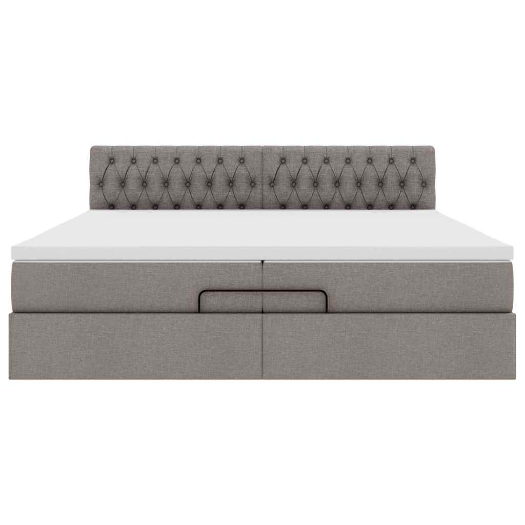 Cadre de lit ottoman avec matelas taupe 200x200cm tissu