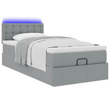 Cadre de lit ottoman avec matelas gris clair 80x200 cm tissu