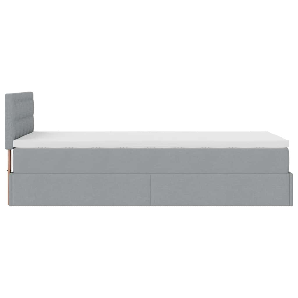 Cadre de lit ottoman avec matelas gris clair 80x200 cm tissu