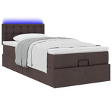 Cadre de lit ottoman avec matelas marron foncé 80x200 cm tissu