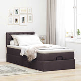 Cadre de lit ottoman avec matelas marron foncé 80x200 cm tissu