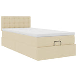 Cadre de lit ottoman avec matelas crème 80x200 cm tissu