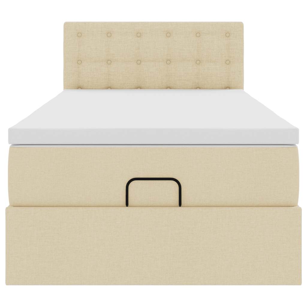 Cadre de lit ottoman avec matelas crème 80x200 cm tissu