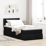 Cadre de lit ottoman avec matelas noir 90x190 cm tissu