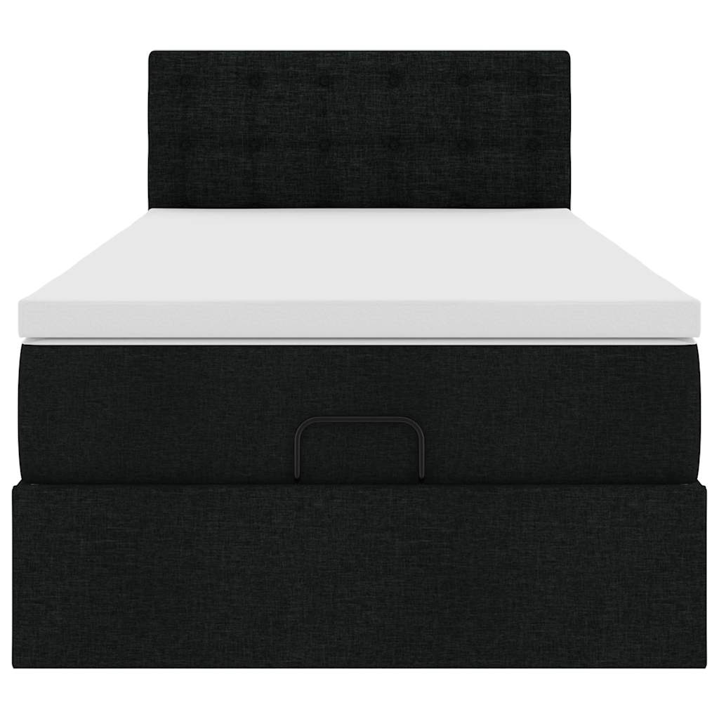 Cadre de lit ottoman avec matelas noir 90x190 cm tissu