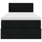 Cadre de lit ottoman avec matelas noir 90x190 cm tissu