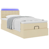 Cadre de lit ottoman avec matelas crème 90x190 cm tissu