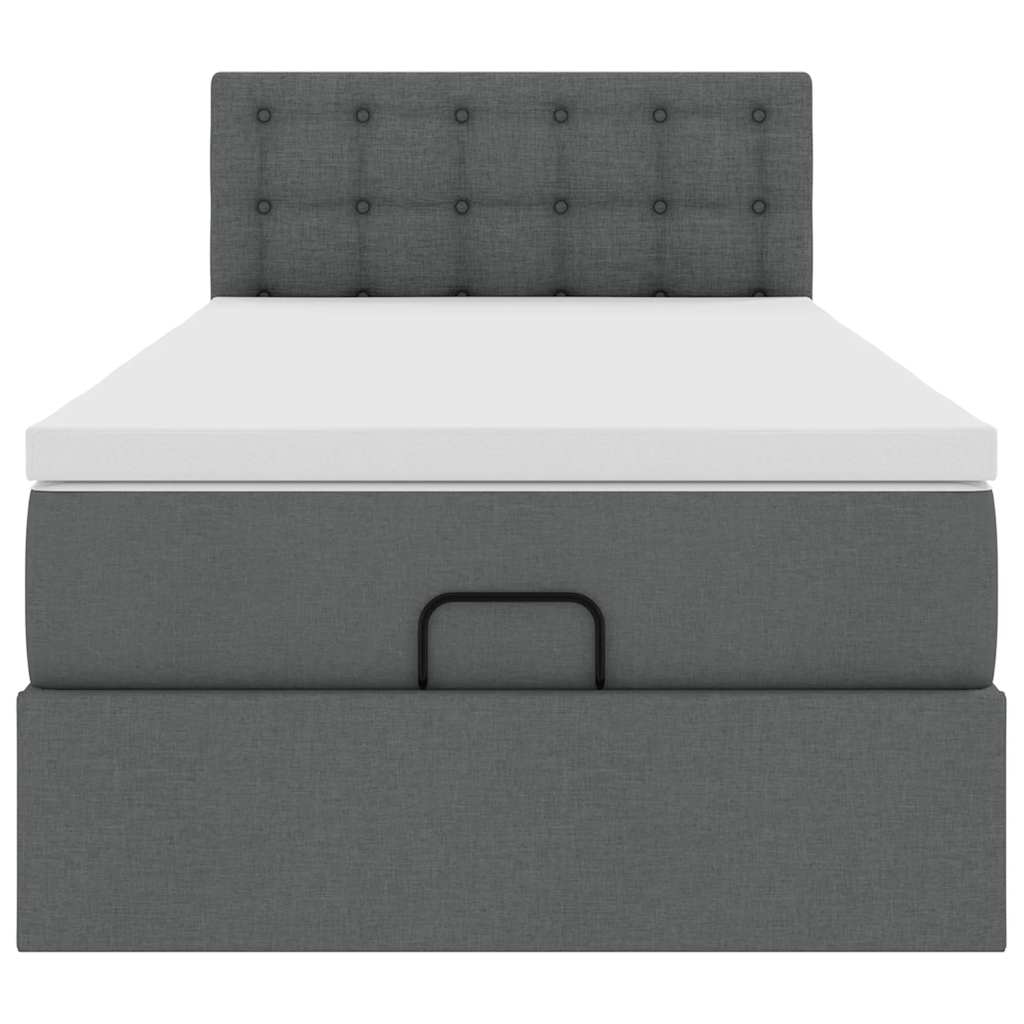 Cadre de lit ottoman avec matelas gris foncé 100x200 cm tissu