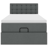 Cadre de lit ottoman avec matelas gris foncé 100x200 cm tissu