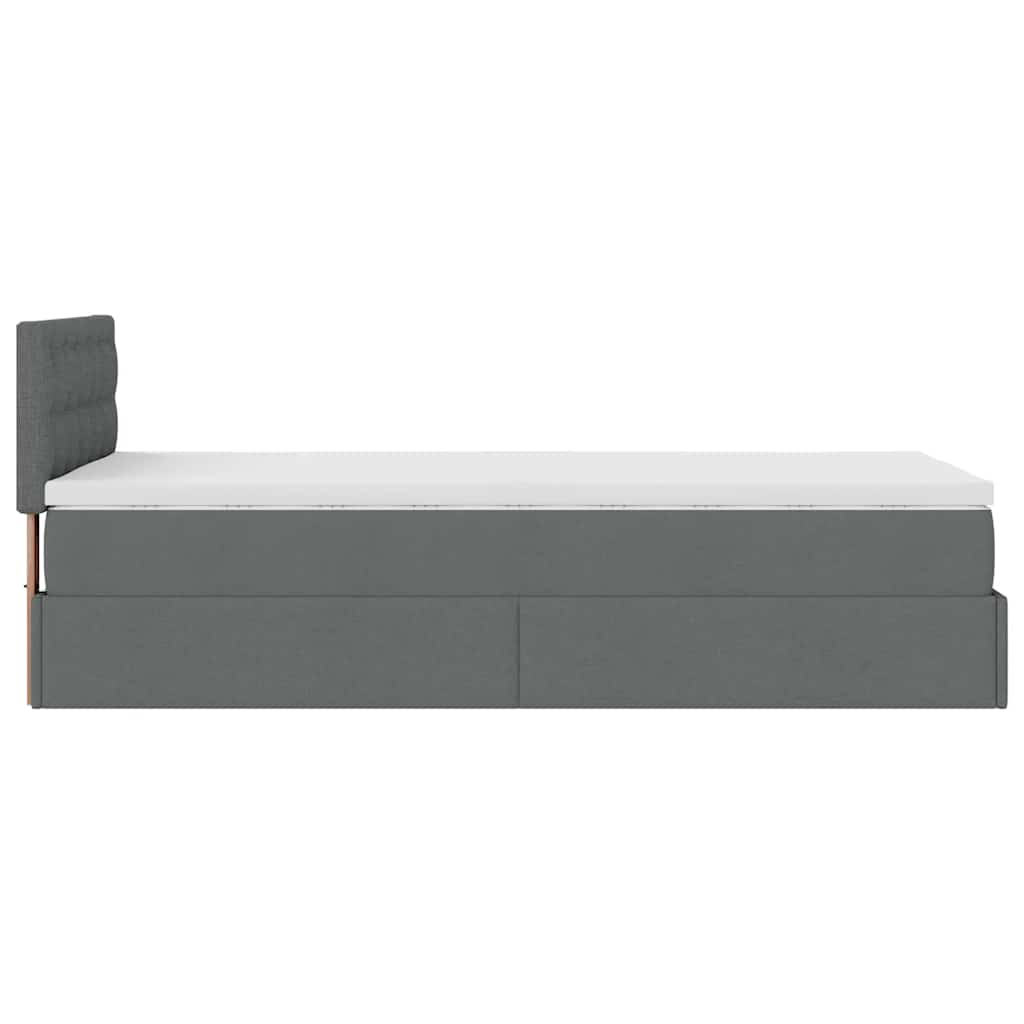 Cadre de lit ottoman avec matelas gris foncé 100x200 cm tissu