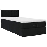 Ottoman bed with black mattress 100x200 cm fabric