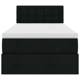 Ottoman bed with black mattress 100x200 cm fabric