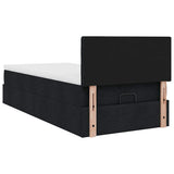 Ottoman bed with black mattress 100x200 cm fabric