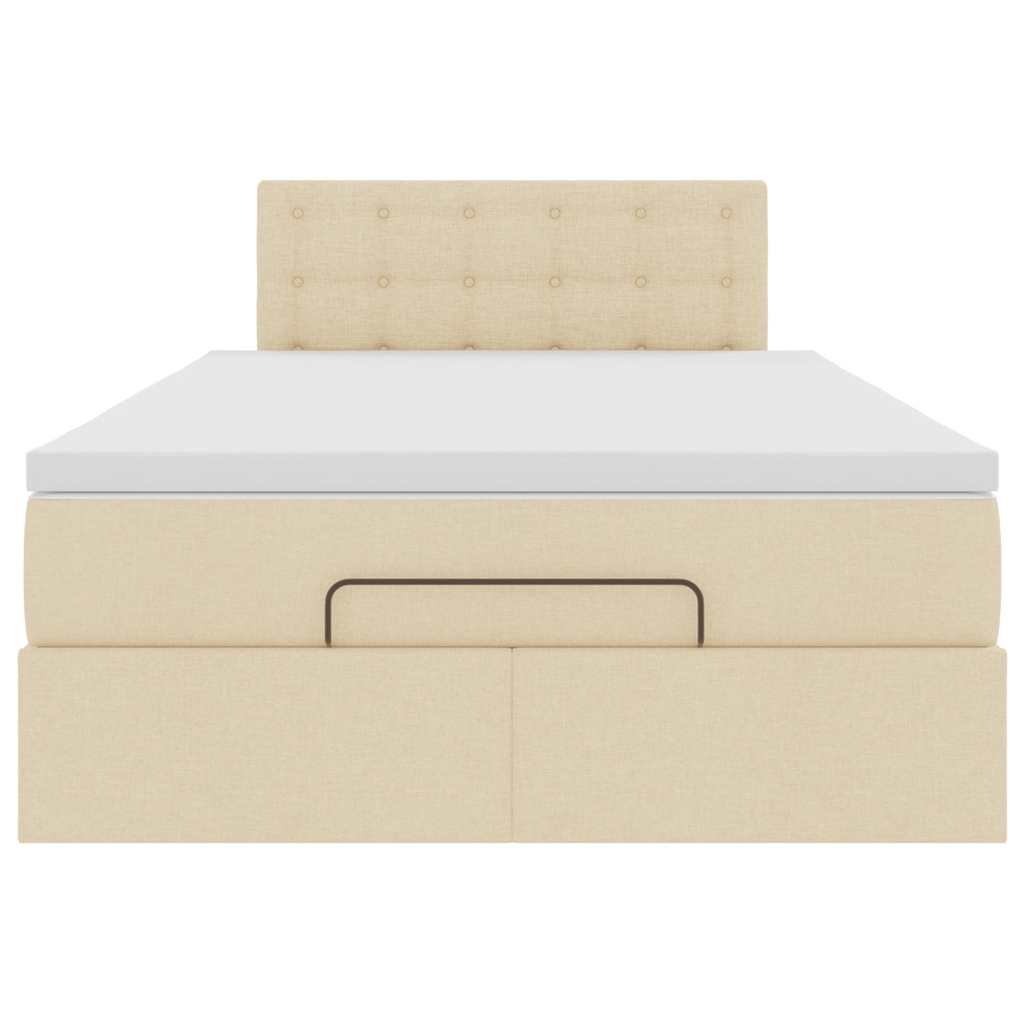 Cadre de lit ottoman avec matelas crème 120x190 cm tissu