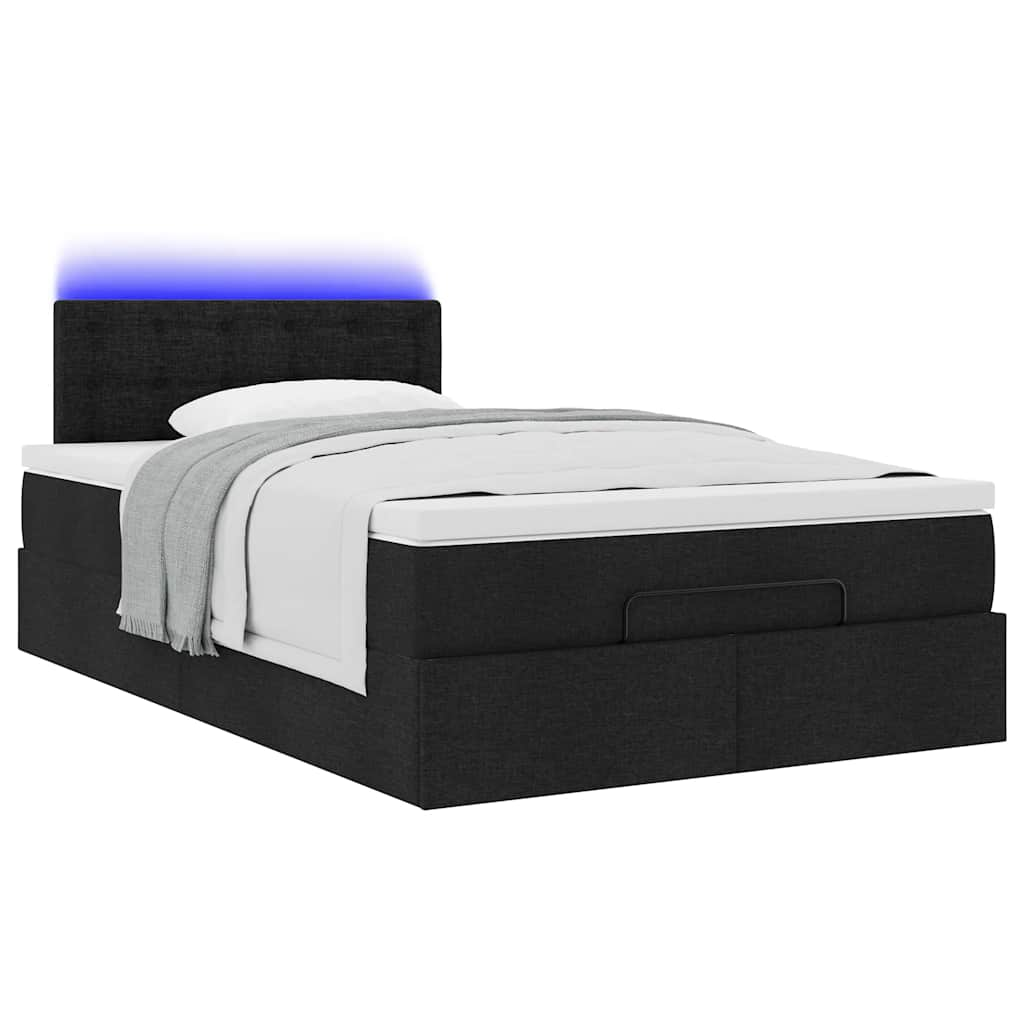 Ottoman bed with black mattress 120x200 cm fabric