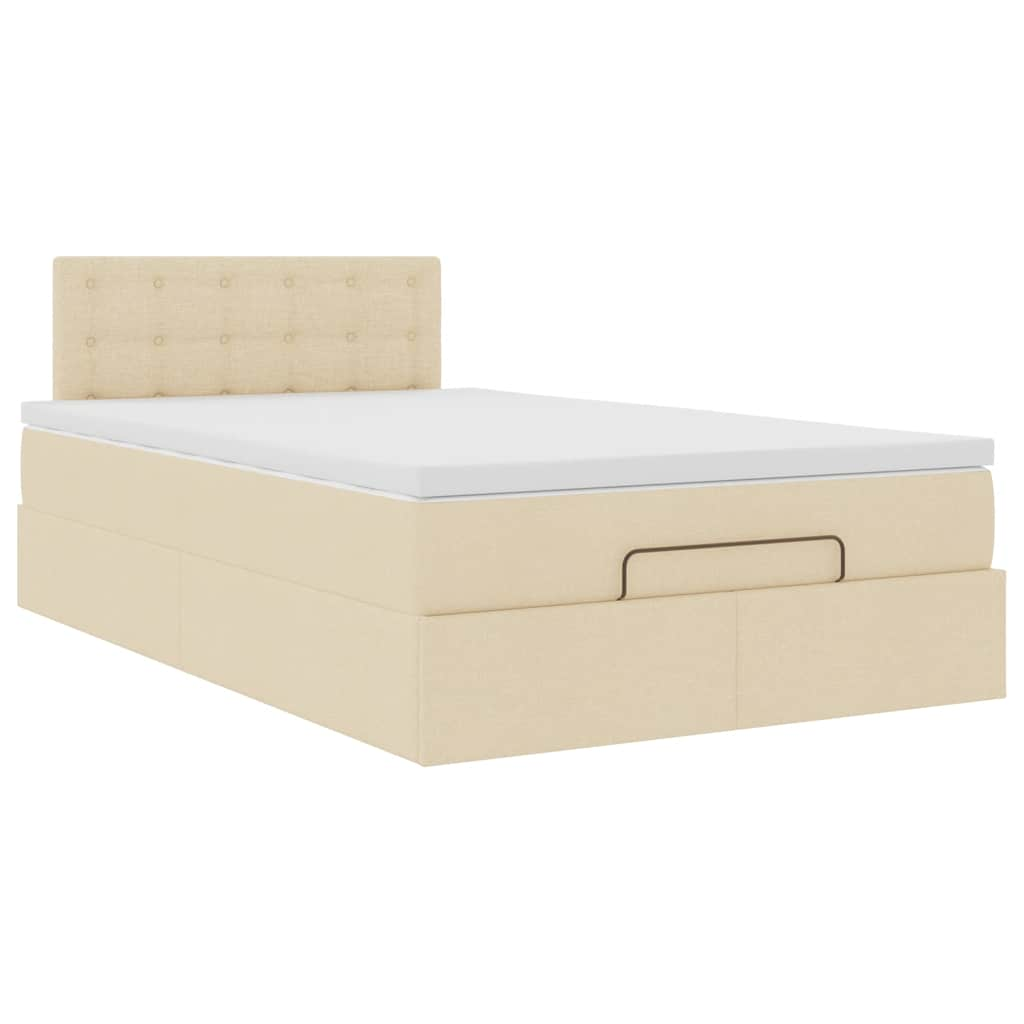 Cadre de lit ottoman avec matelas crème 120x200cm tissu