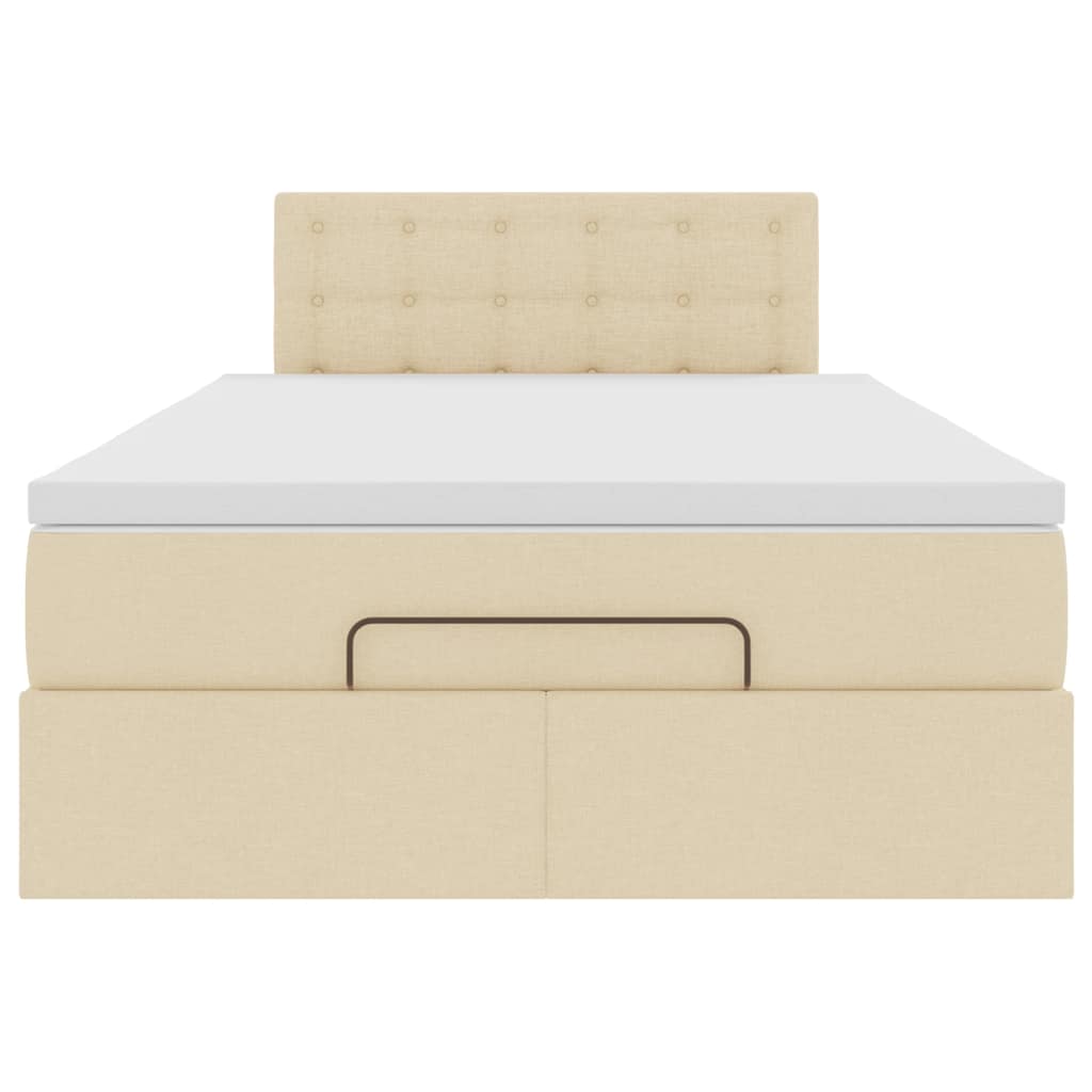 Cadre de lit ottoman avec matelas crème 120x200cm tissu