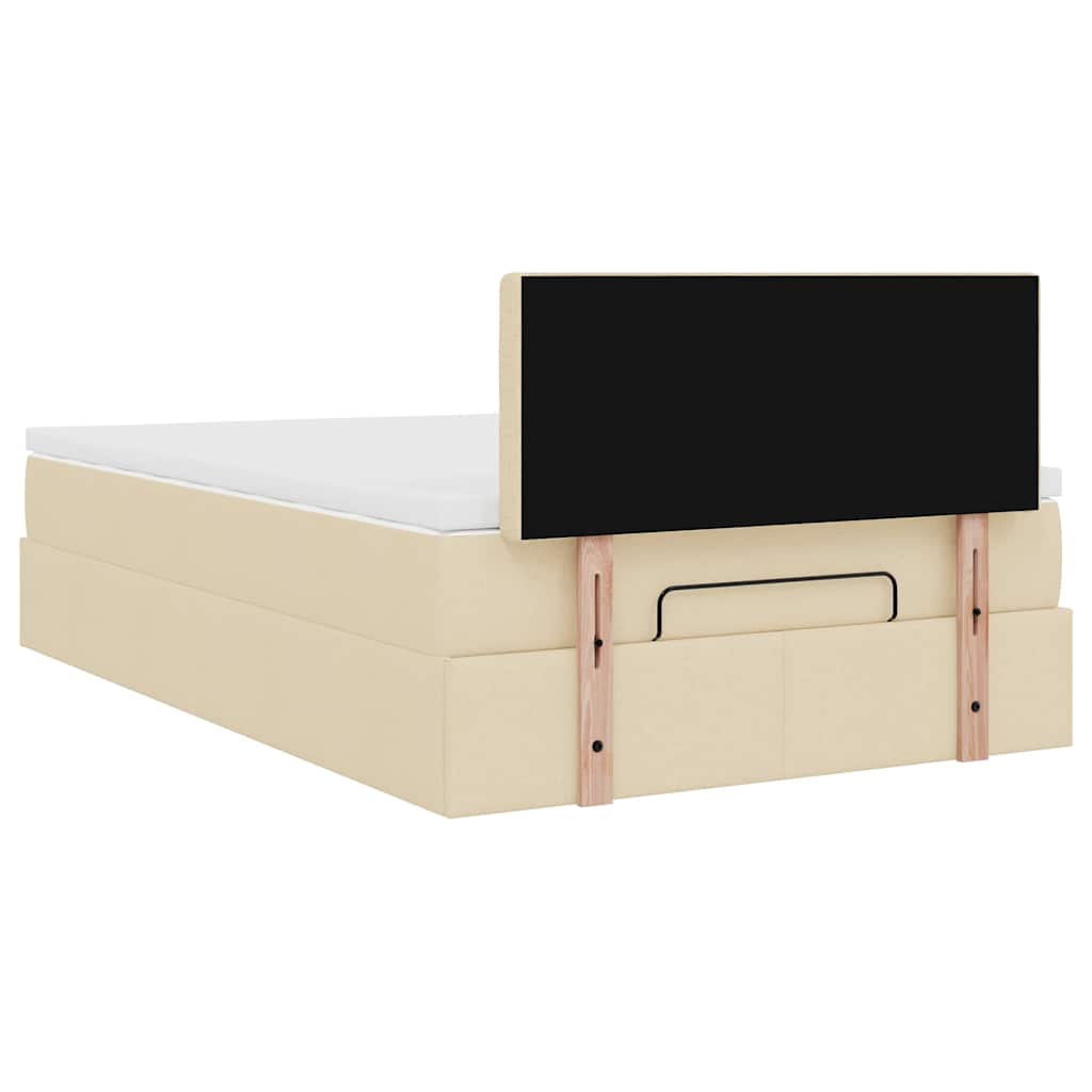 Cadre de lit ottoman avec matelas crème 120x200cm tissu