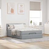 Lit ottoman avec matelas gris clair 140x190 cm tissu