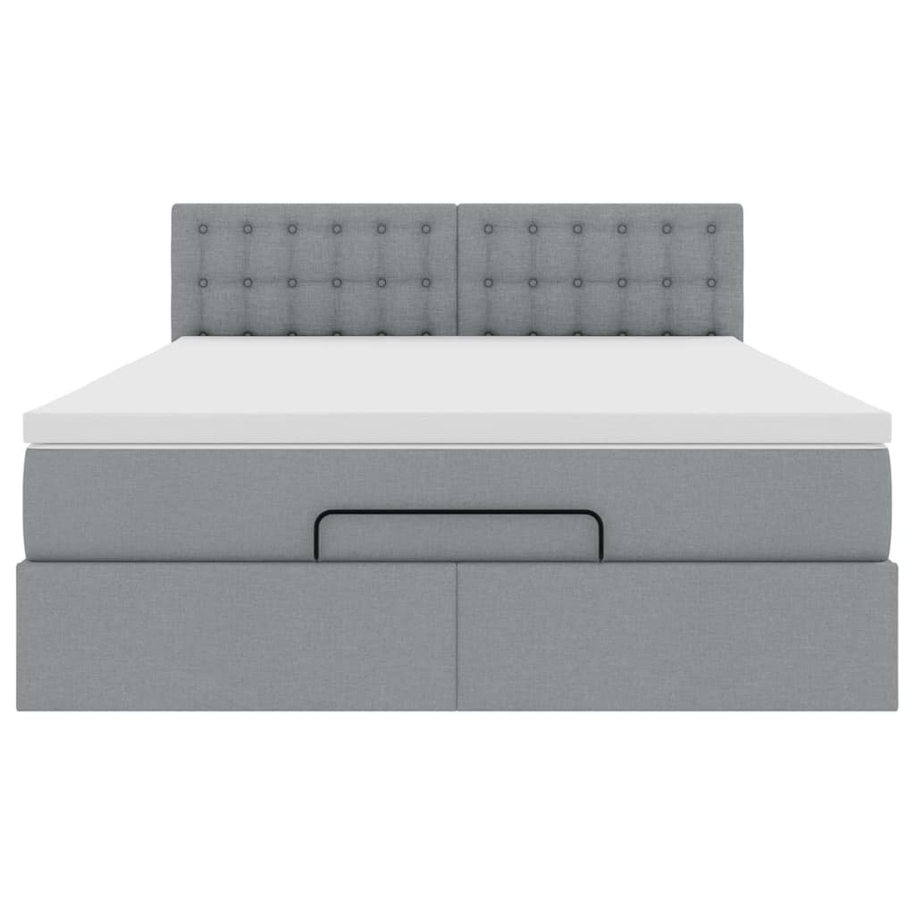 Lit ottoman avec matelas gris clair 140x190 cm tissu