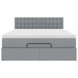 Lit ottoman avec matelas gris clair 140x190 cm tissu