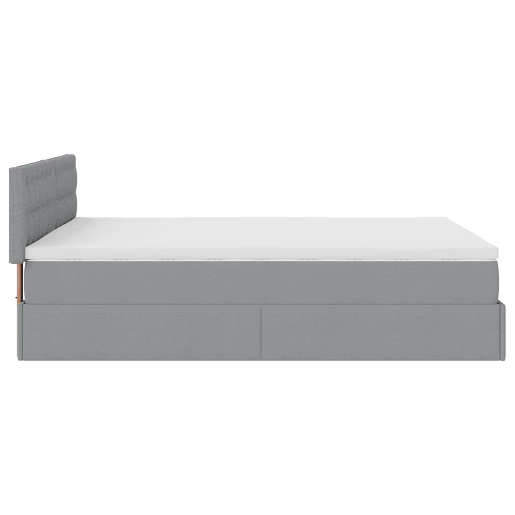 Lit ottoman avec matelas gris clair 140x190 cm tissu