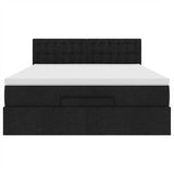 Lit ottoman avec matelas noir 140x190 cm tissu