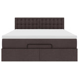 Lit ottoman avec matelas et LED marron foncé 140x190 cm tissu