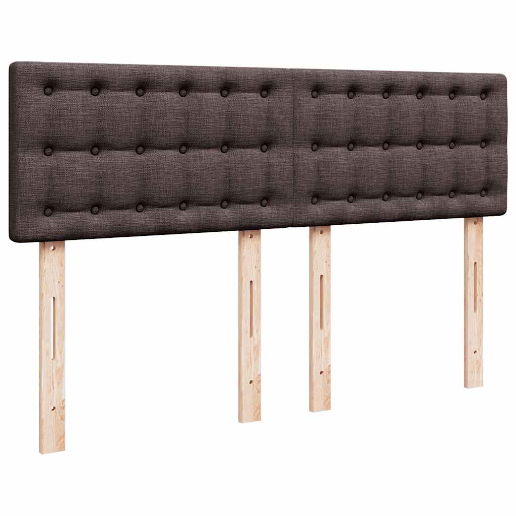 Lit ottoman avec matelas et LED marron foncé 140x190 cm tissu