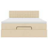 Lit ottoman avec matelas et LED crème 140x190 cm tissu