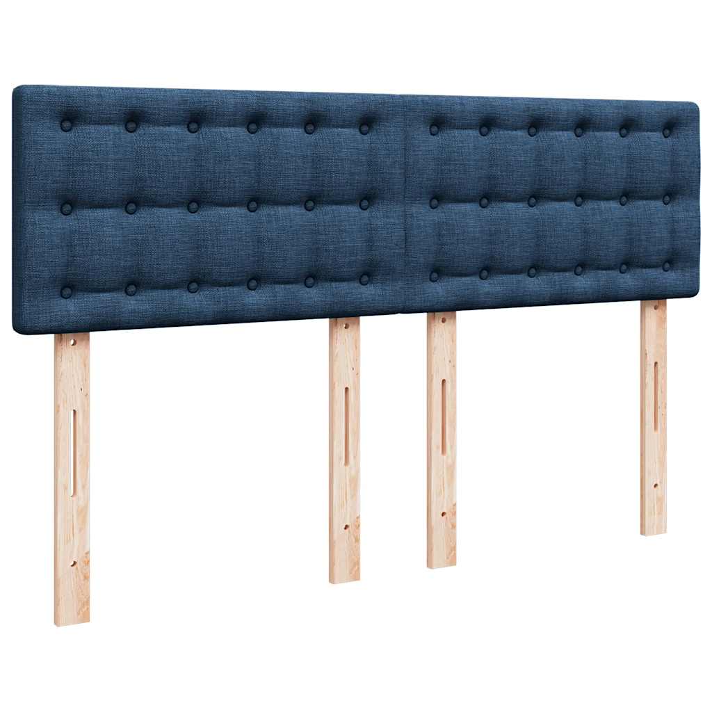 Lit ottoman avec matelas bleu 140x190 cm tissu