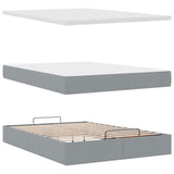 Ottoman bed frame and mattress light gray 140x200 cm fabric