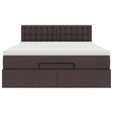 Ottoman bed frame with dark brown mattress 140x200 cm fabric