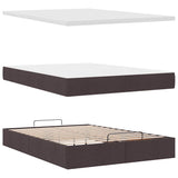 Ottoman bed frame with dark brown mattress 140x200 cm fabric